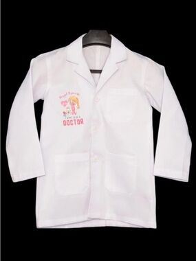 Kids White Doctor Lab Coat with Pink Graphic